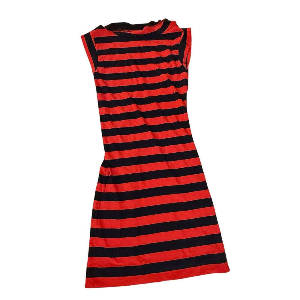 French Connection Red and Black Striped Sleeveless Mini Dress